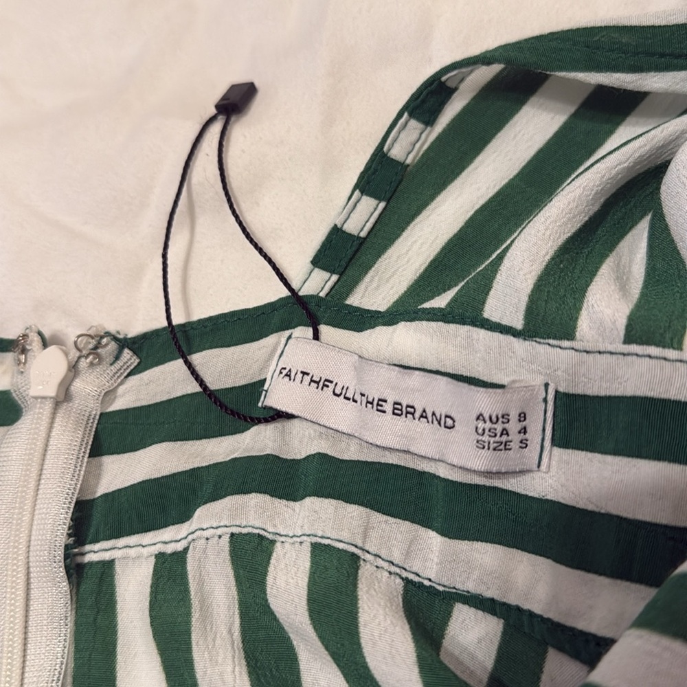 💚 FAITHFUL THE BRAND MILAN DRESS green stripe size 4 💚 - Picture 8 of 8